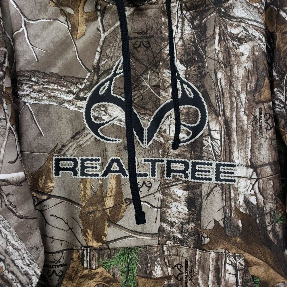 Realtree Camouflage Hooded Sweatshirt Mens Large 42-44 Polyester Casual Crewneck - Picture 4 of 7